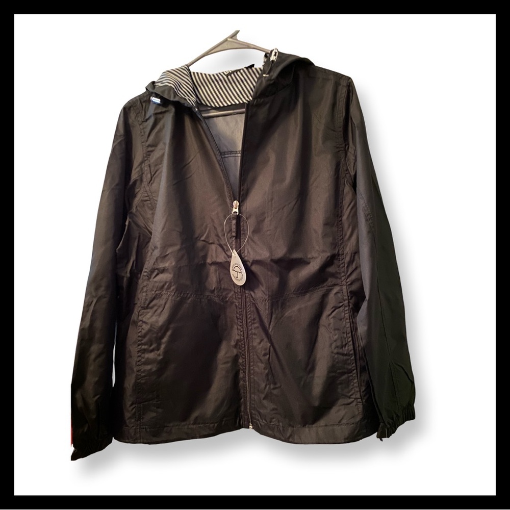 NWT Big Chill Black Hooded Women's Windbreaker Jacket